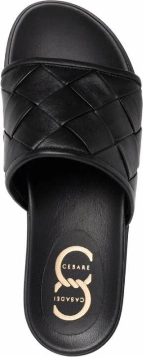 Casadei Zwarte Leren Casual Muiltjes Slippers Black Dames