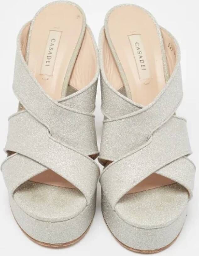 Casadei Pre-owned Fabric sandals Gray Dames