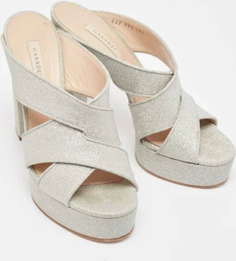 Casadei Pre-owned Fabric sandals Gray Dames