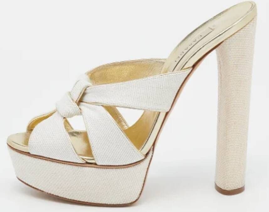 Casadei Pre-owned Fabric sandals White Dames