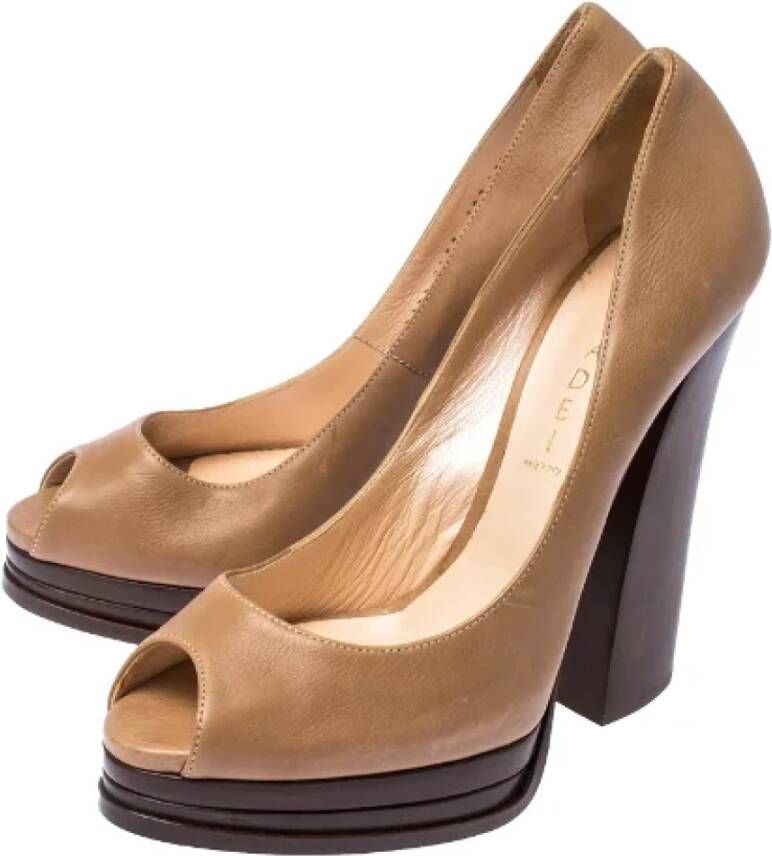 Casadei Pre-owned Leather heels Beige Dames