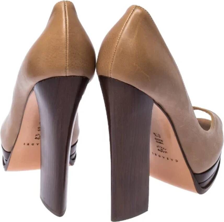 Casadei Pre-owned Leather heels Beige Dames