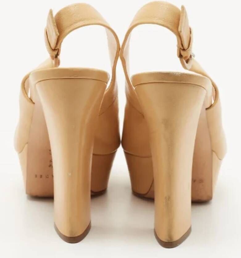 Casadei Pre-owned Leather heels Beige Dames