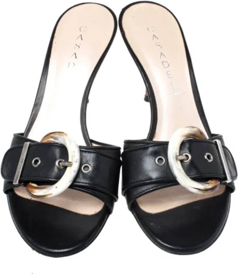 Casadei Pre-owned Leather sandals Black Dames