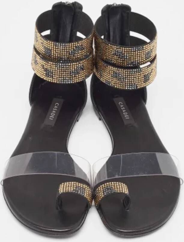 Casadei Pre-owned Leather sandals Black Dames