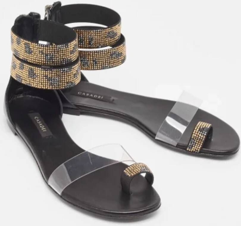 Casadei Pre-owned Leather sandals Black Dames