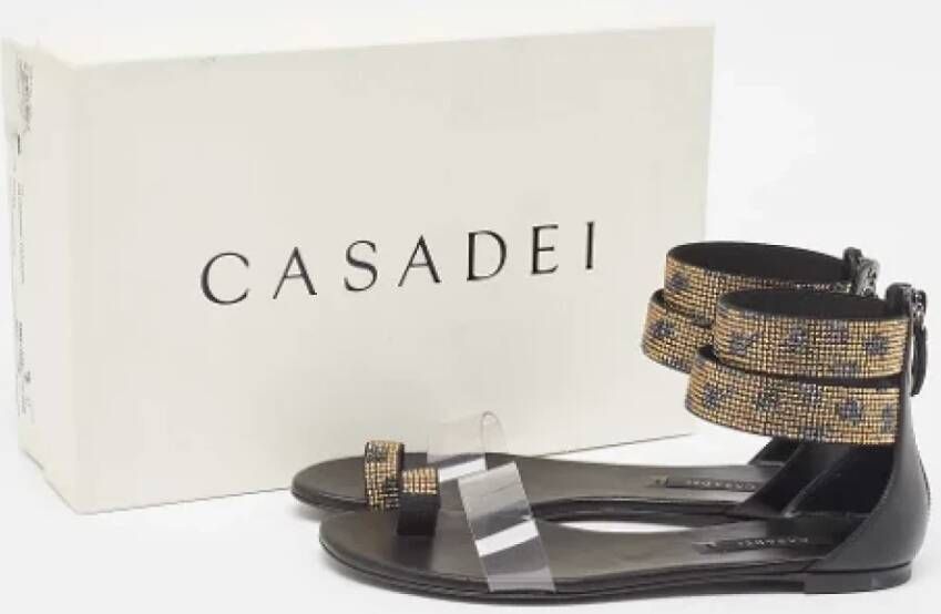 Casadei Pre-owned Leather sandals Black Dames