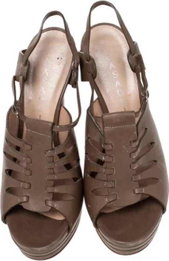 Casadei Pre-owned Leather sandals Brown Dames