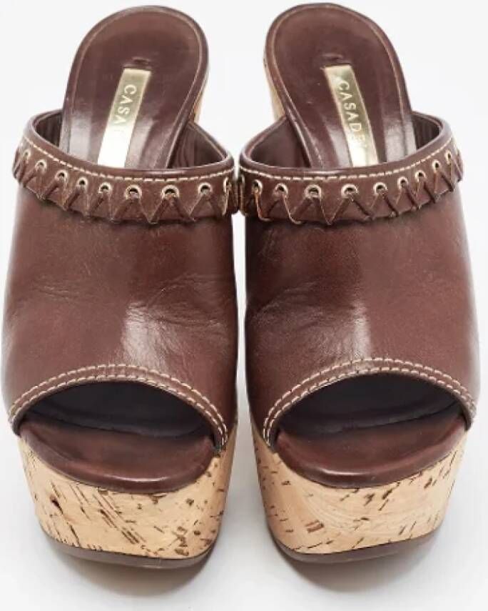 Casadei Pre-owned Leather sandals Brown Dames