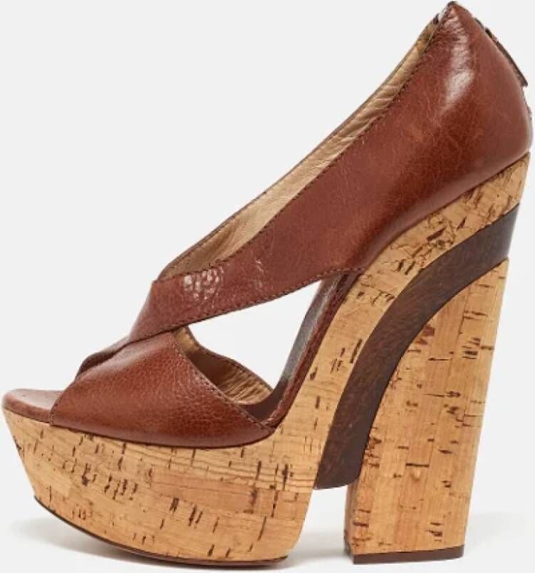 Casadei Pre-owned Leather sandals Brown Dames