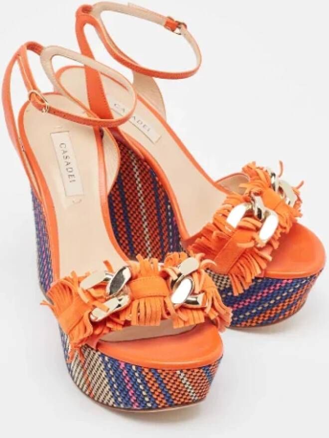 Casadei Pre-owned Leather sandals Orange Dames