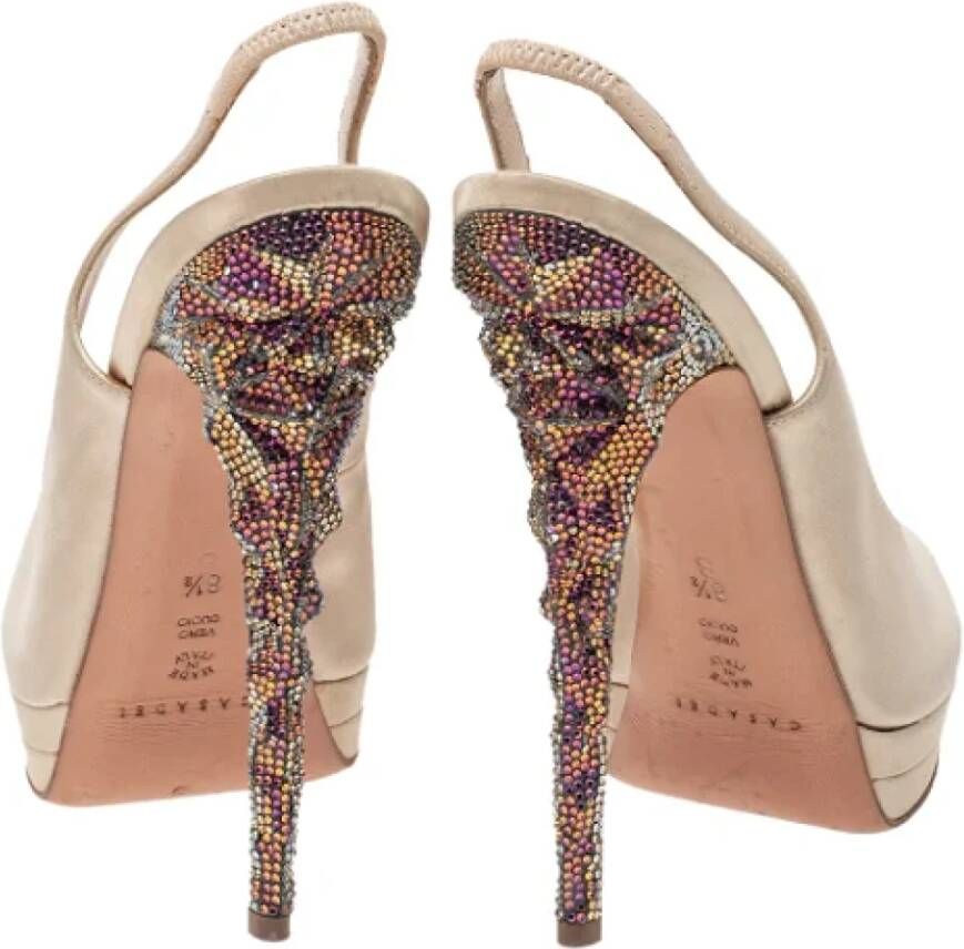 Casadei Pre-owned Satin sandals Beige Dames