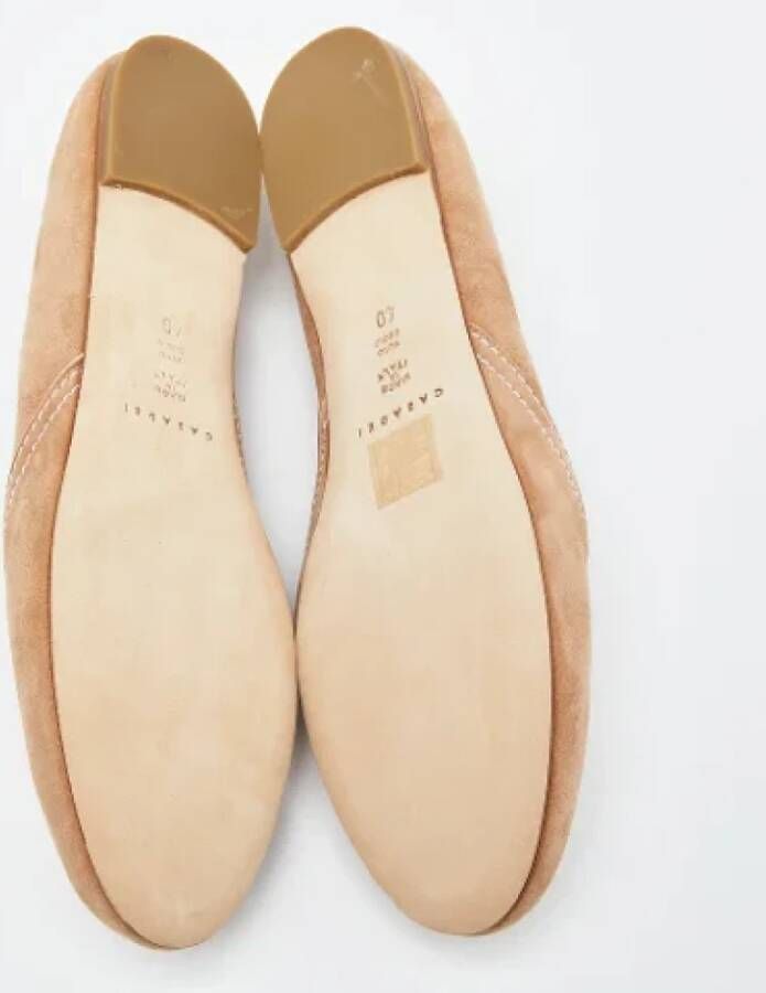 Casadei Pre-owned Suede flats Beige Dames