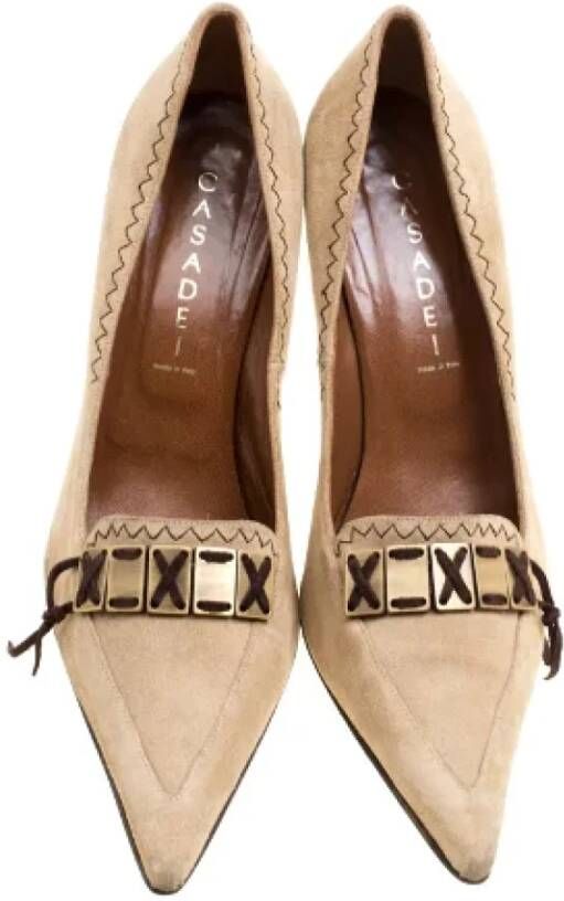 Casadei Pre-owned Suede heels Beige Dames