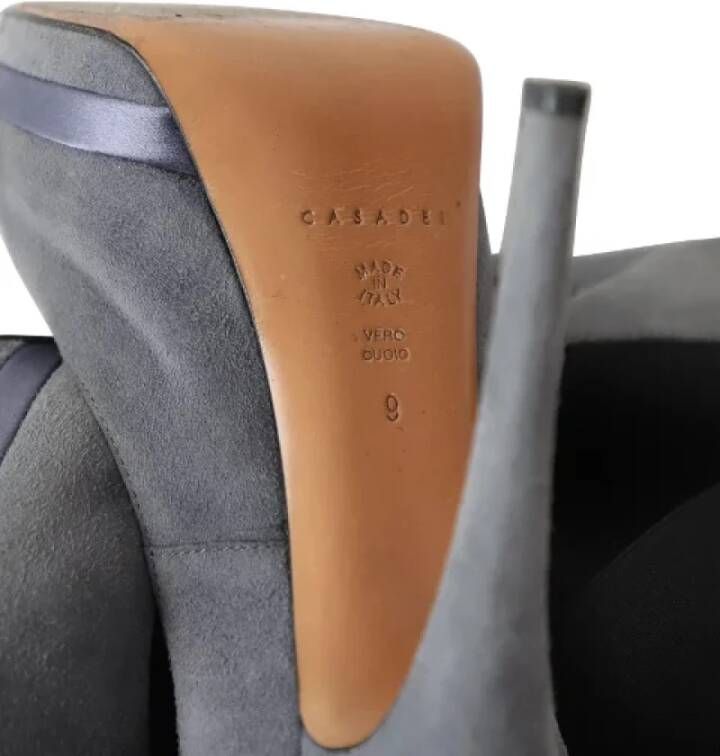 Casadei Pre-owned Suede heels Gray Dames