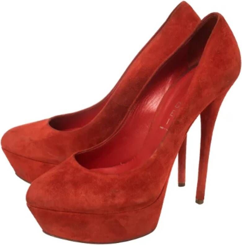 Casadei Pre-owned Suede heels Red Dames