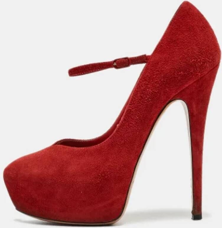 Casadei Pre-owned Suede heels Red Dames