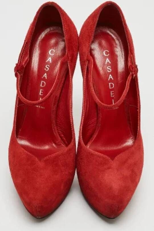 Casadei Pre-owned Suede heels Red Dames