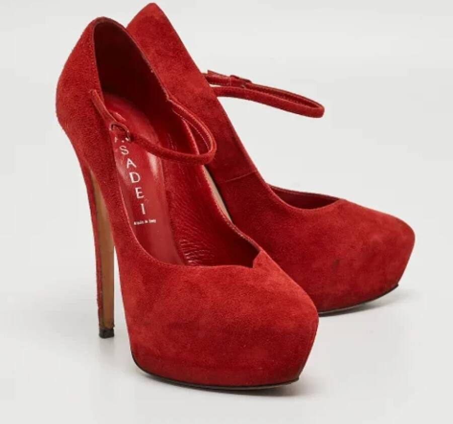 Casadei Pre-owned Suede heels Red Dames