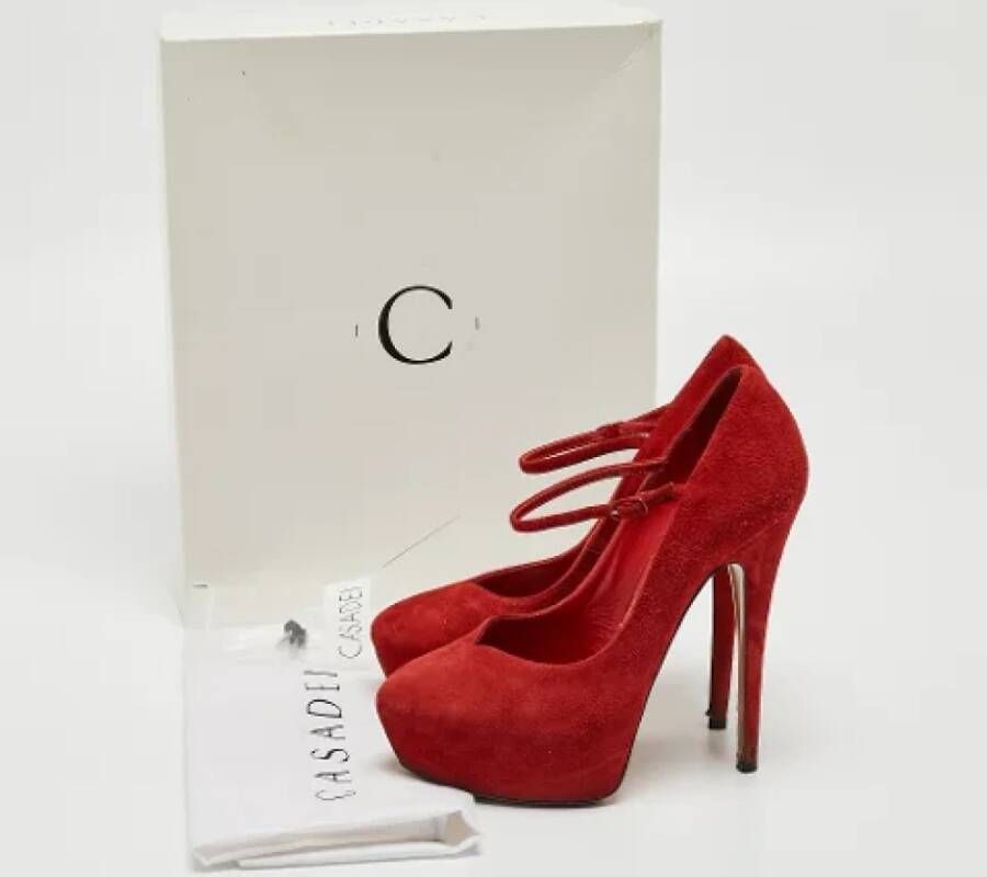 Casadei Pre-owned Suede heels Red Dames