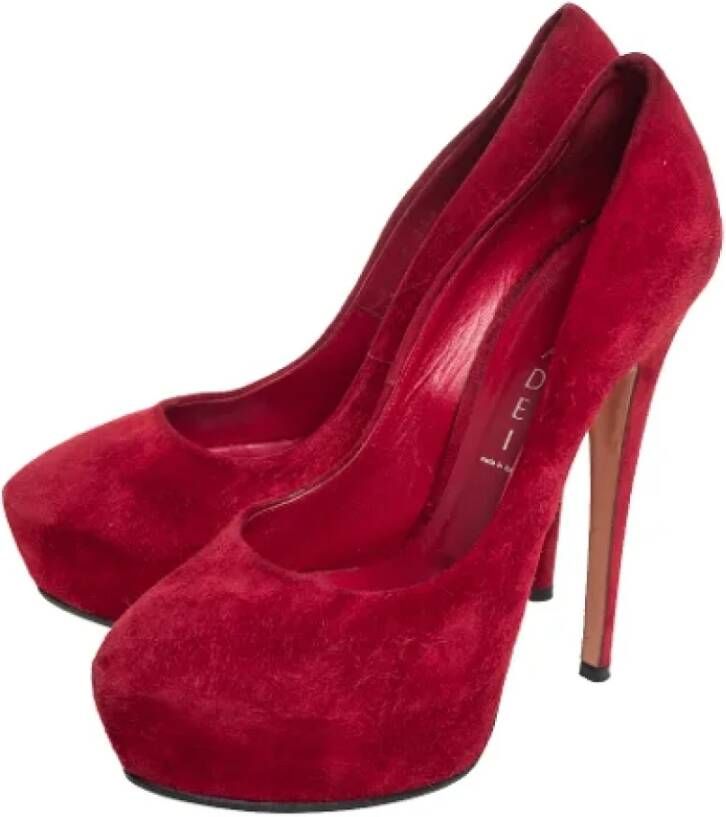 Casadei Pre-owned Suede heels Red Dames