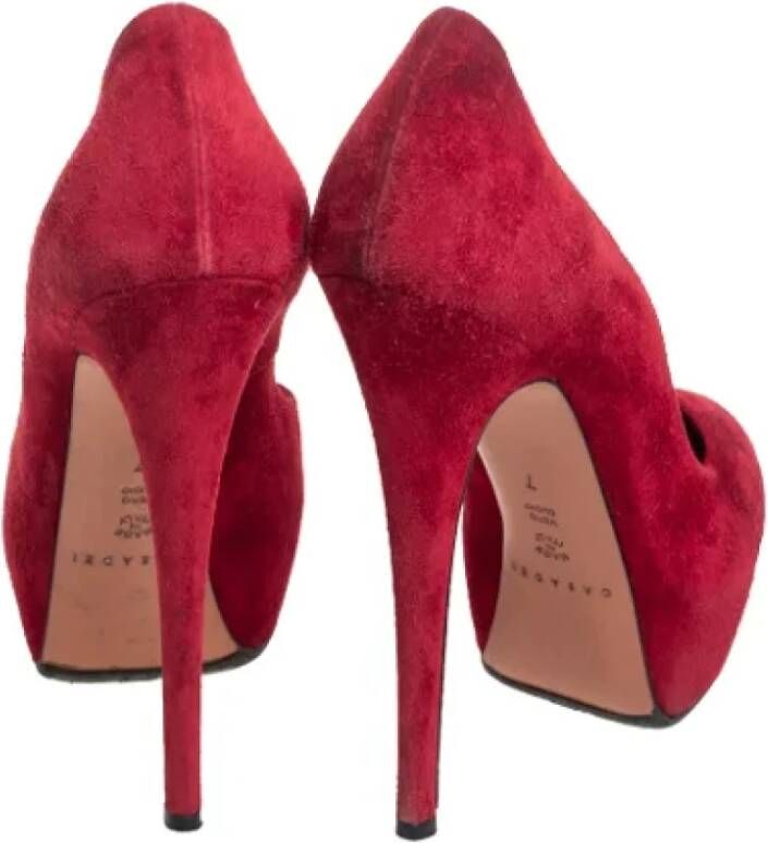 Casadei Pre-owned Suede heels Red Dames