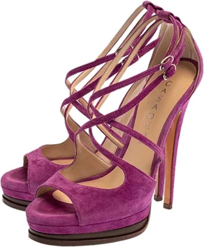 Casadei Pre-owned Suede sandals Purple Dames