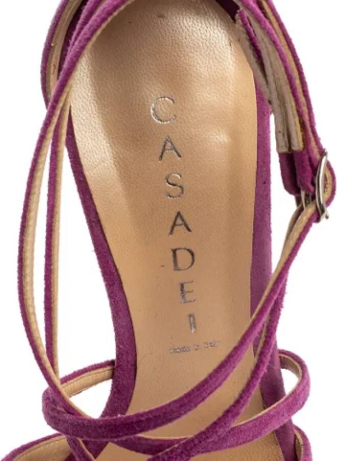 Casadei Pre-owned Suede sandals Purple Dames