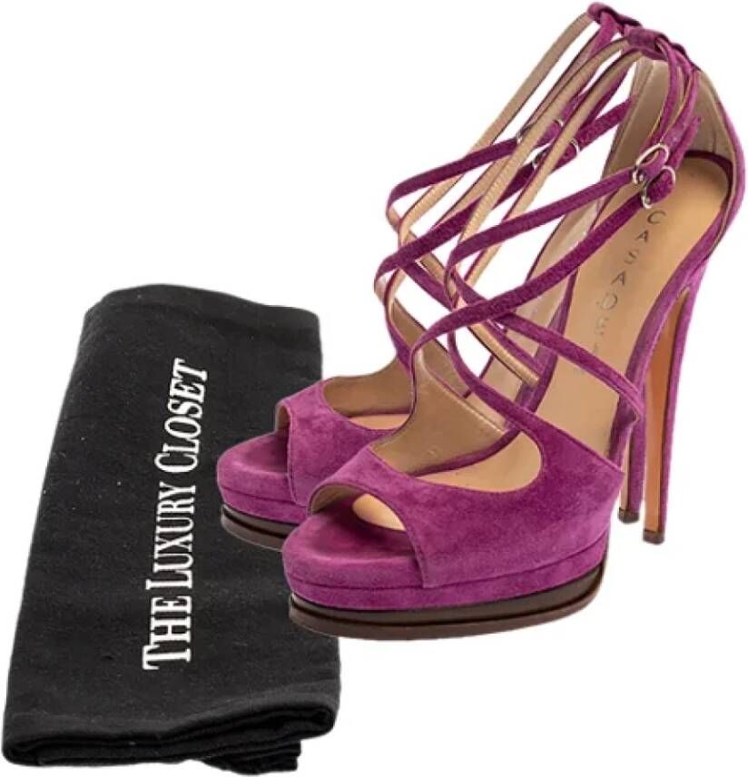 Casadei Pre-owned Suede sandals Purple Dames