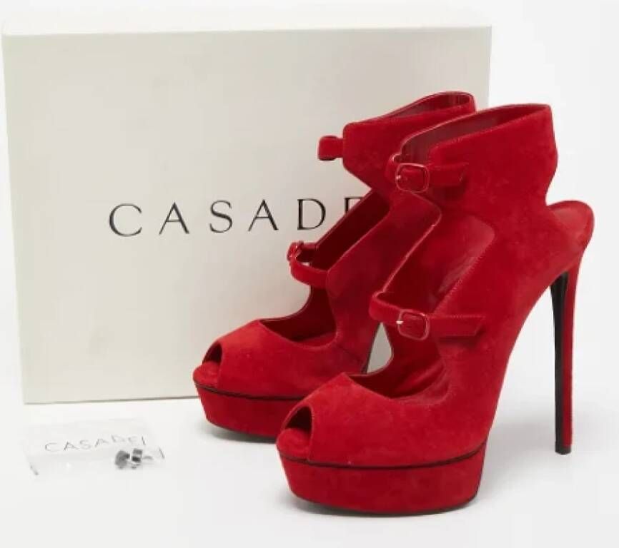 Casadei Pre-owned Suede sandals Red Dames