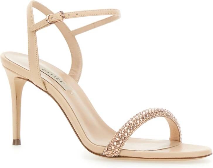 Casadei Roze Slingback Sandalen met Kristalversieringen Pink Dames