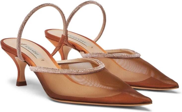 Casadei Scarlet Mimì Slingback met kristallen band Brown Dames