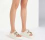 Casadei Geborduurde Zwarte Slides Black Dames - Thumbnail 6