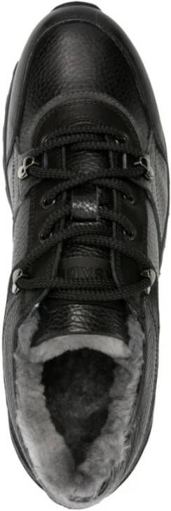 Casadei Zwarte leren sneaker met wollen binnenkant Black Heren