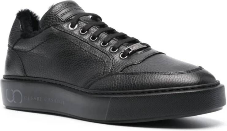 Casadei Blauw Leren Wol Sneaker Trainers Blue Heren