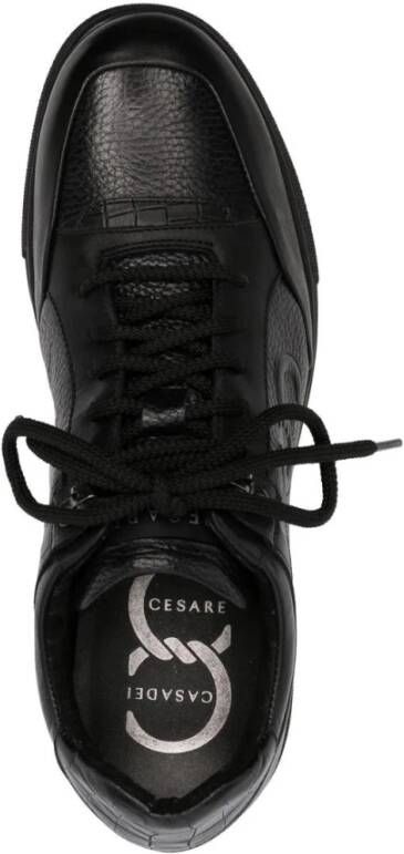 Casadei Zwarte Leren Sneakers voor Mannen Black Heren