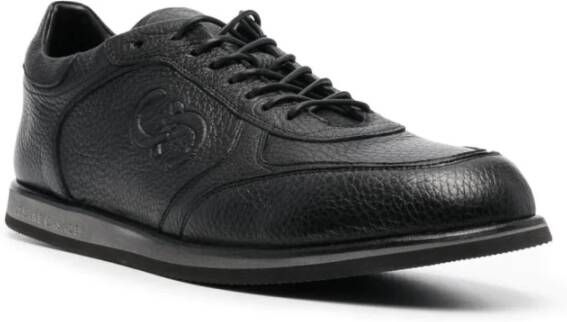 Casadei Zwarte leren casual trainers Black Heren