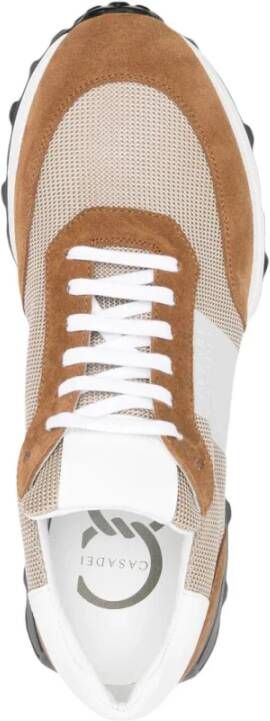 Casadei Bruin Leren Stijlvolle Sneakers Brown Heren