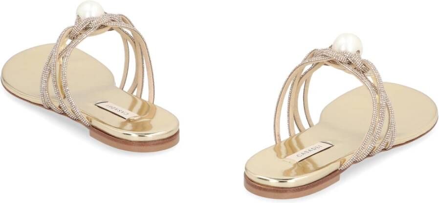 Casadei Strass platte sandalen met ronde neuslijn