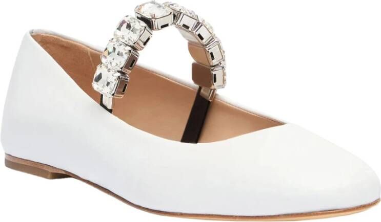 Casadei Witte Kristal Ballet Platte Lederen Vrouw White Dames