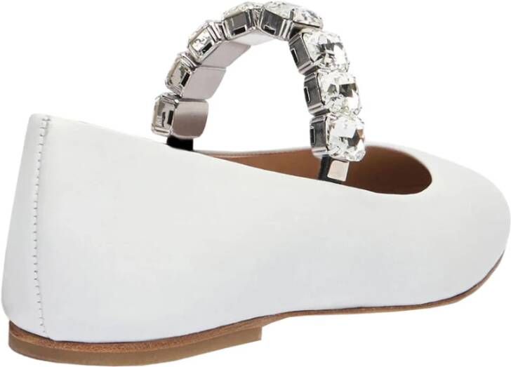 Casadei Witte Kristal Ballet Platte Lederen Vrouw White Dames