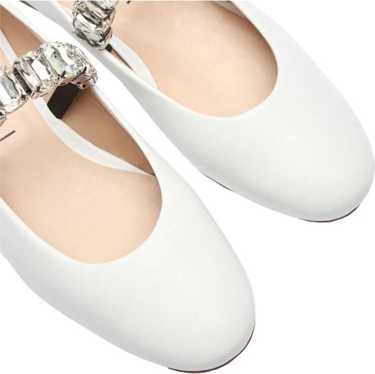 Casadei Witte Kristal Ballet Platte Lederen Vrouw White Dames