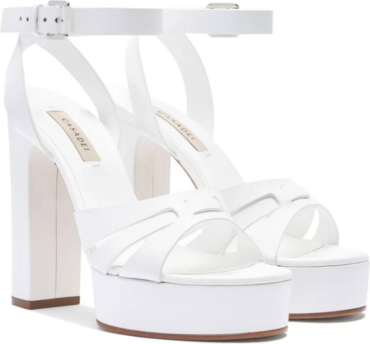 Casadei Witte Leren Plateau Sandaal White Dames