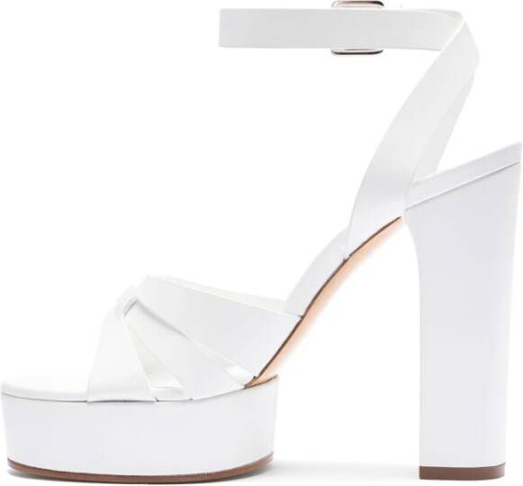 Casadei Witte Leren Plateau Sandaal White Dames