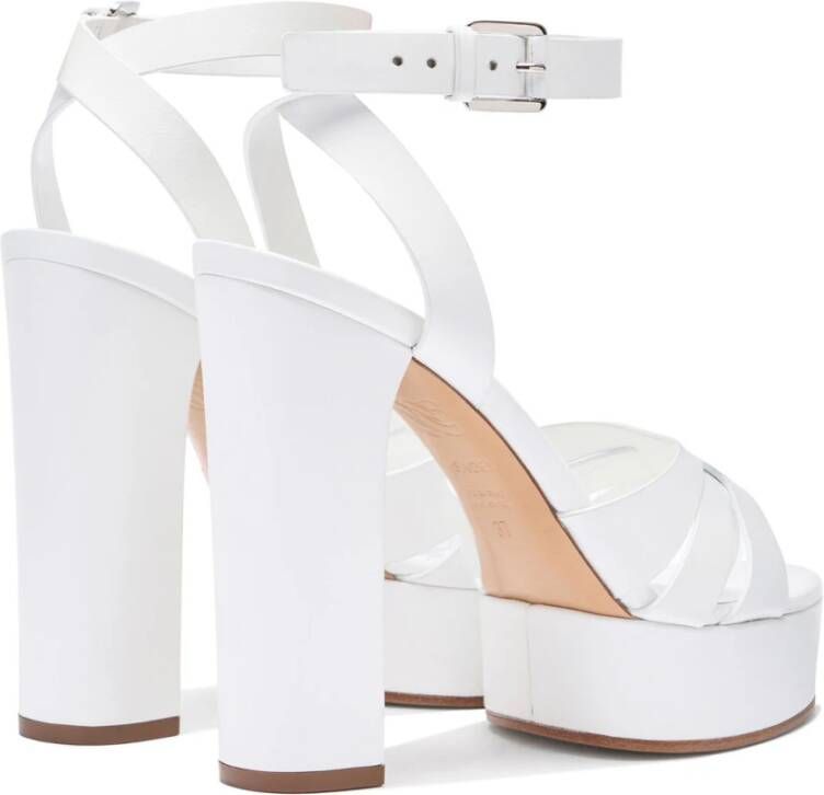 Casadei Witte Leren Plateau Sandaal White Dames