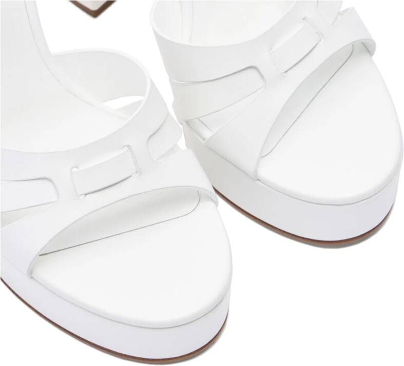 Casadei Witte Leren Plateau Sandaal White Dames