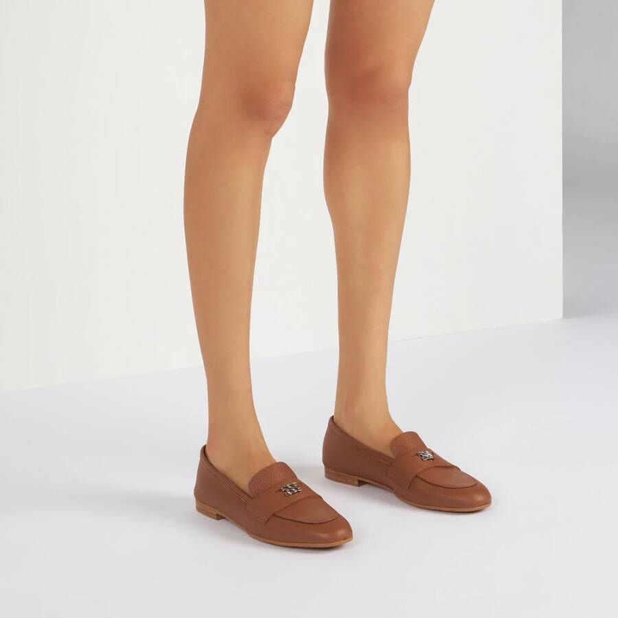 Casadei Zadelkleurige Loafer Brown Dames