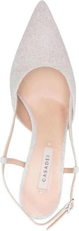 Casadei Zilveren Kitten Heel Slingback Schoenen Gray Dames