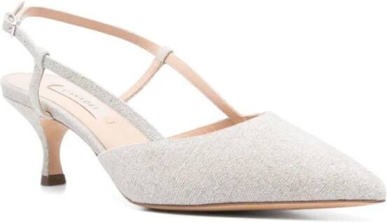 Casadei Zilveren Kitten Heel Slingback Schoenen Gray Dames