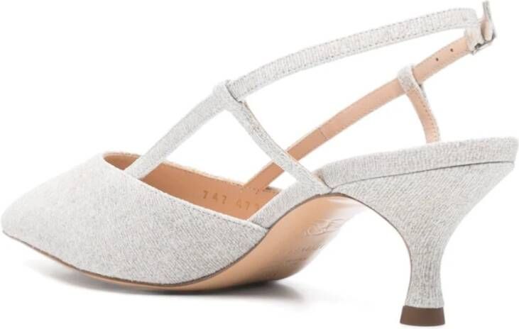 Casadei Zilveren Kitten Heel Slingback Schoenen Gray Dames